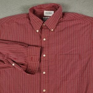Brooks Brothers Shirt Mens Large Red Plaid Casual Button Up Long Sleeve